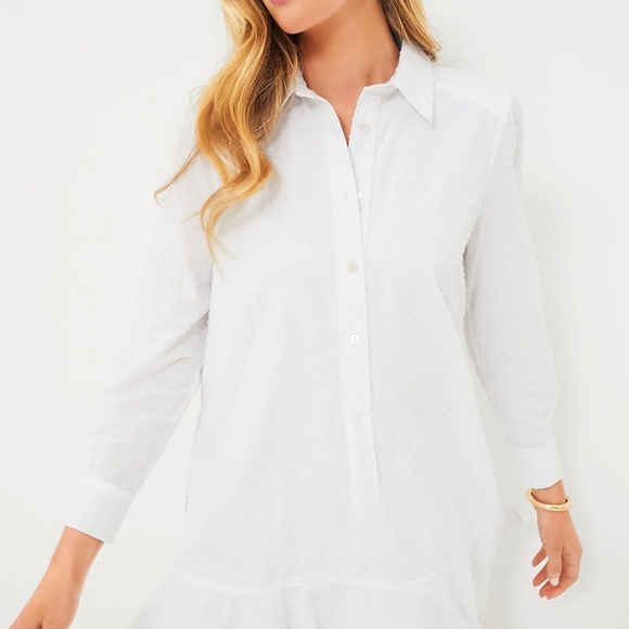Tuckernuck White Swiss Dot Callahan Shirt Dress NWT XS - Picture 1 of 5